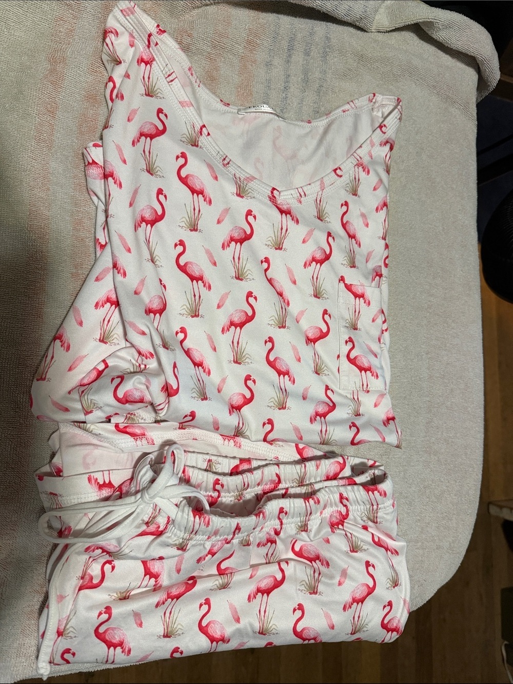 Pink Flamingo Lounge Shorts on White